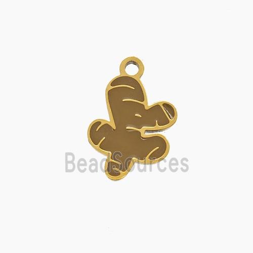 Stainless Steel Ginger Pendant Chocolate Enamel Gold Plated