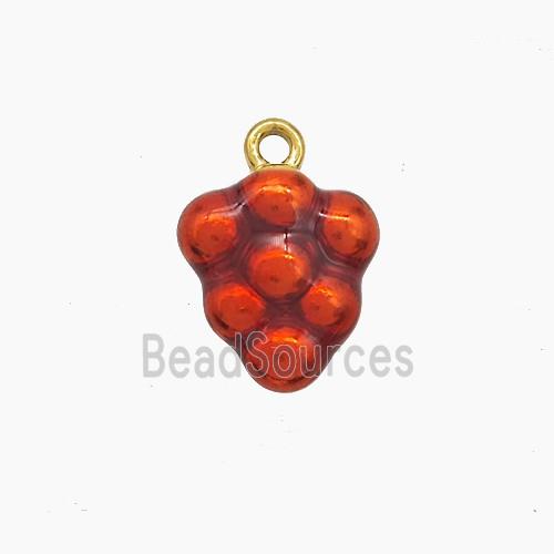 Stainless Steel Grape Pendant Red Painted Gold Plated