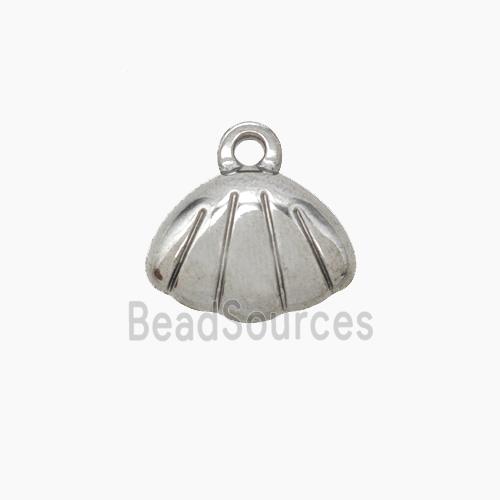 Raw Stainless Steel Scallop Shell Pendant
