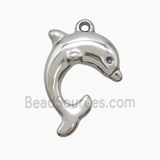 Raw Stainless Steel Dolphin Pendant