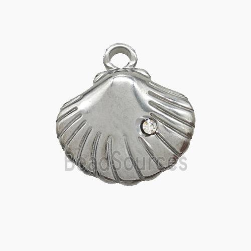 Raw Stainless Steel Scallop Shell Pendant
