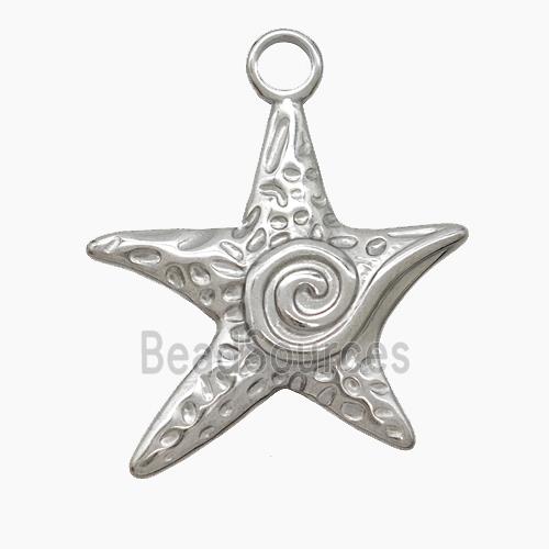Raw Stainless Steel Starfish Pendant