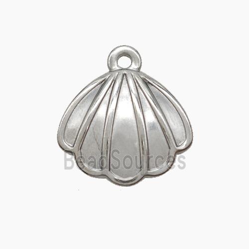 Raw Stainless Steel Scallop Shell Pendant