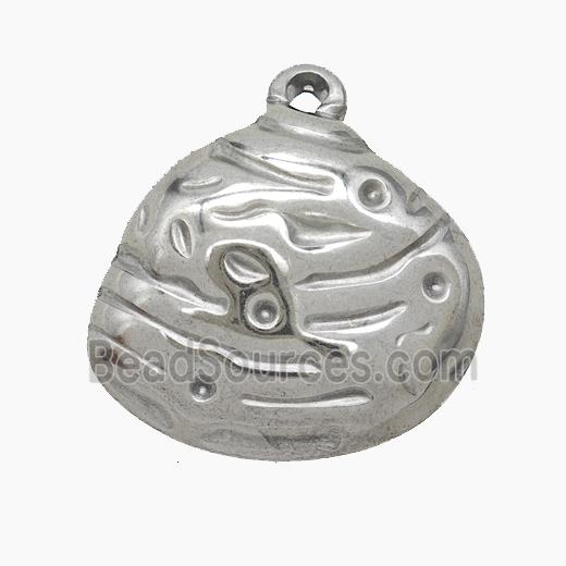 Raw Stainless Steel Scallop Shell Pendant