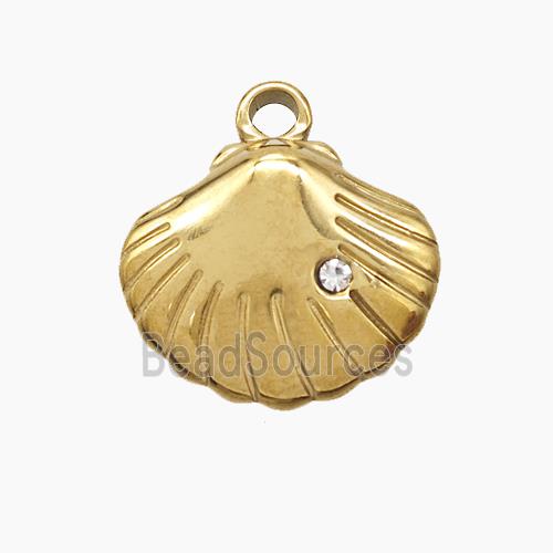 Stainless Steel Scallop Shell Pendant Gold Plated