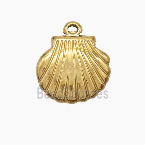 Stainless Steel Scallop Shell Pendant Gold Plated