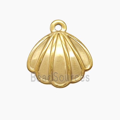 Stainless Steel Scallop Shell Pendant Gold Plated