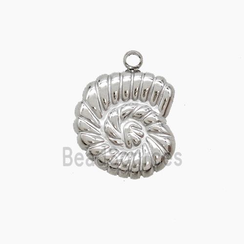 Raw Stainless Steel Spiral Shell Pendant