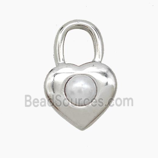 Raw Stainless Steel Lock Pendant Pave Resin