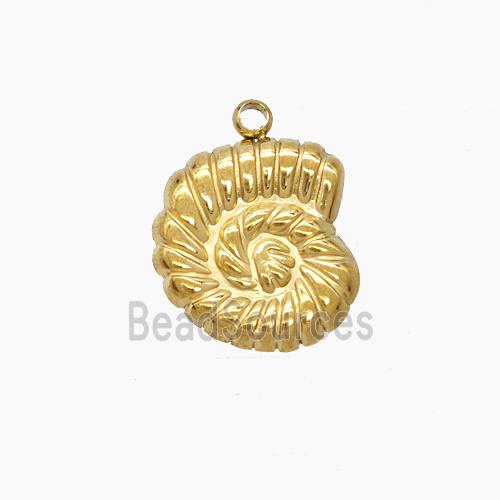 Stainless Steel Spiral Shell Pendant Gold Plated