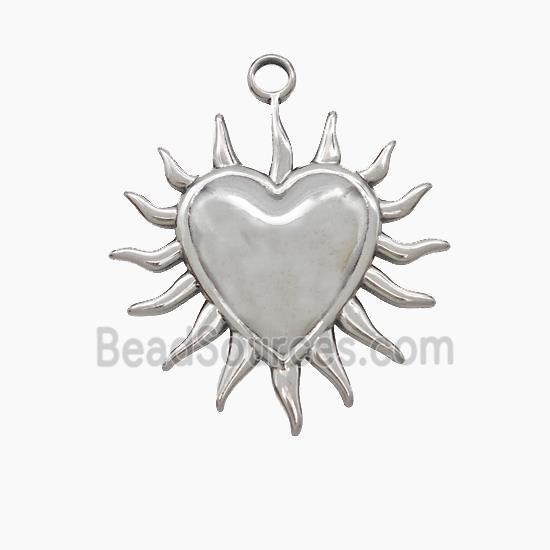Raw Stainless Steel Heart Pendant