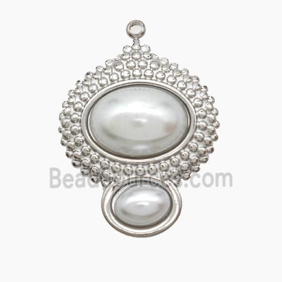 Raw Stainless Steel Pendant Pave Oval Resin