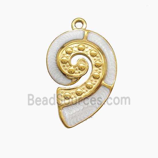 Stainless Steel Spiral Shell Pendant Enamel Gold Plated