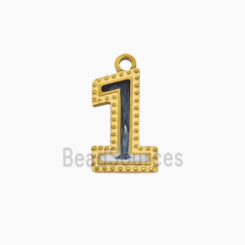 Stainless Steel Number-1 Pendant Enamel Gold Plated