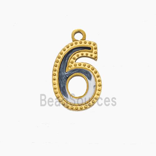 Stainless Steel Number-6 Pendant Enamel Gold Plated