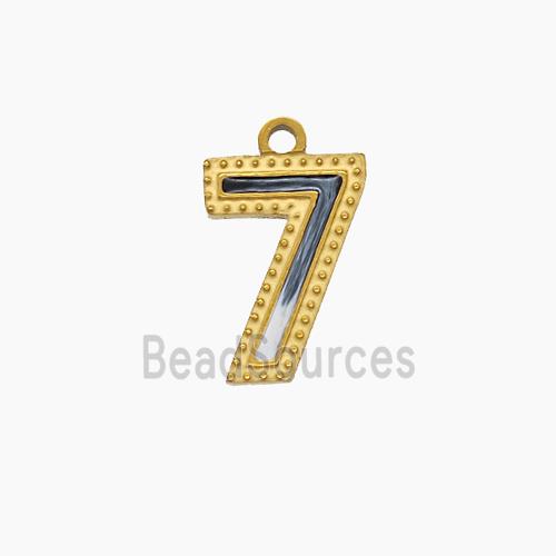 Stainless Steel Number-7 Pendant Enamel Gold Plated