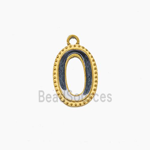 Stainless Steel Number-0 Pendant Enamel Gold Plated