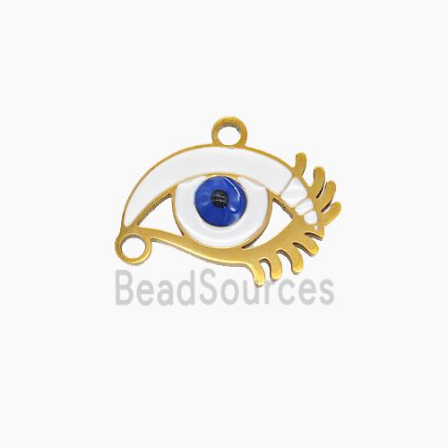 Stainless Steel Eye Pendant White Enamel Gold Plated