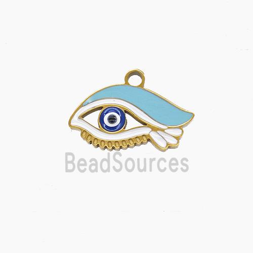 Stainless Steel Eye Pendant Blue Enamel Gold Plated