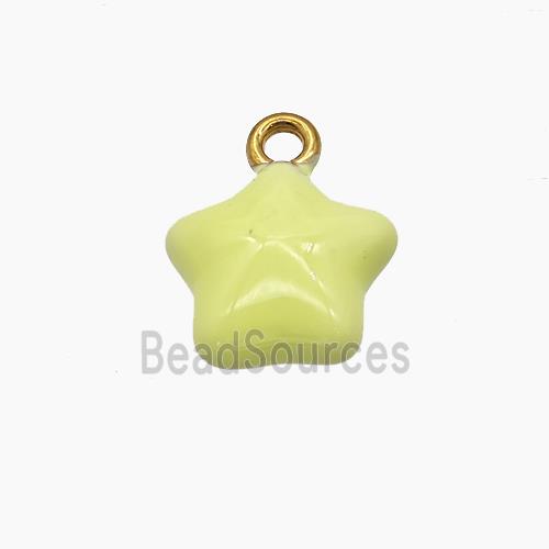 Stainless Steel Star Pendant Yellow Enamel Gold Plated