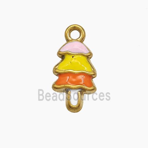 Christmas Tree Charms Stainless Steel Pendant Multicolor Enamel Gold plated