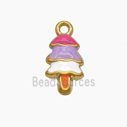 Christmas Tree Charms Stainless Steel Pendant Multicolor Enamel Gold plated