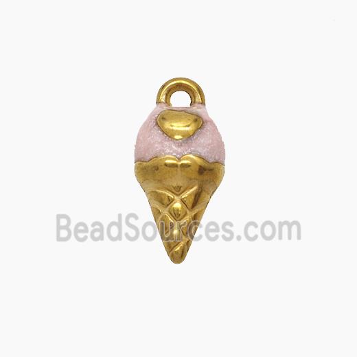 Stainless Steel Ice Cream Pendant Painted Gold Plated