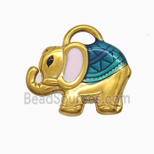 Stainless Steel Elephant Pendant Painted Gold Plated