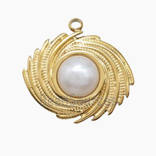 Stainless Steel Galaxy Pendant Pave Resin Gold Plated