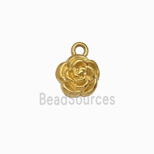 Stainless Steel Rose Flower Pendant Gold Plated