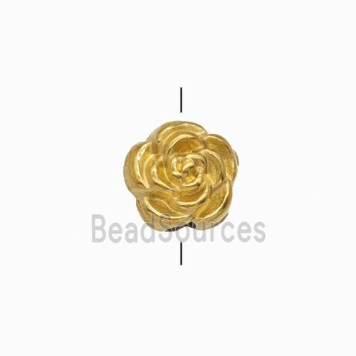 Stainless Steel Rose Flower Beads Gold Plated