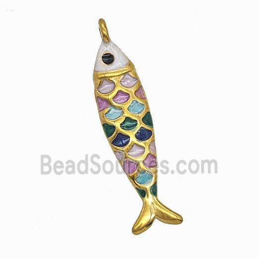 Stainless Steel Fish Pendant Multicolor Painted Gold Plated