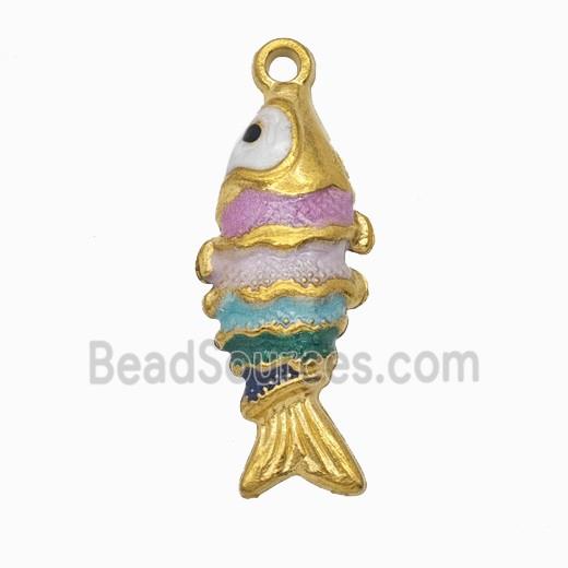Stainless Steel Fish Pendant Multicolor Painted Gold Plated