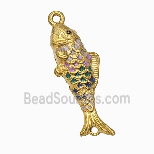 Stainless Steel Fish Pendant Painted Gold Plated