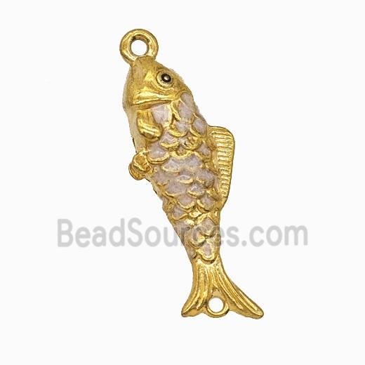 Stainless Steel Fish Pendant Painted Gold Plated