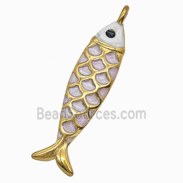 Stainless Steel Fish Pendant Silver Painted Gold Plated