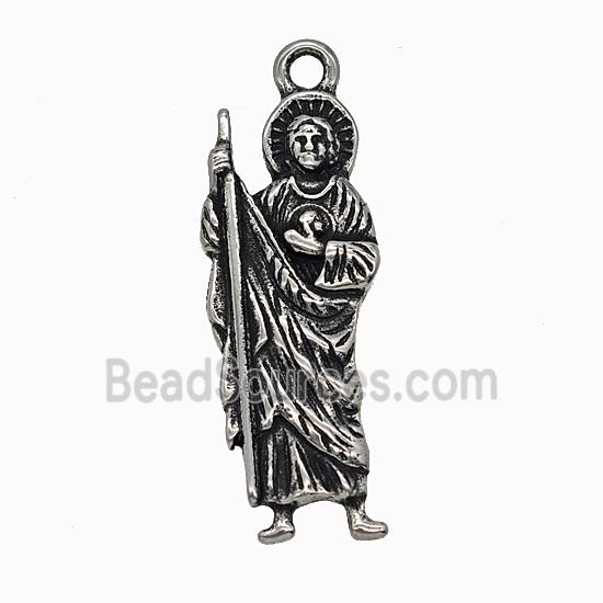 Saint Jude Charms 304 Stainless Steel Pendant Antique Silver