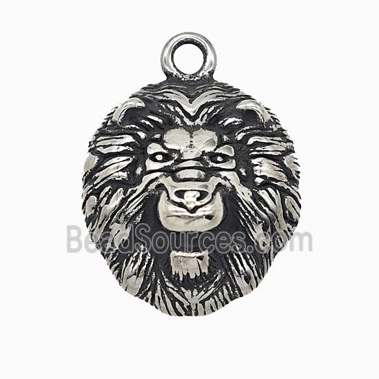 304 Stainless Steel Lion Pendant Antique Silver