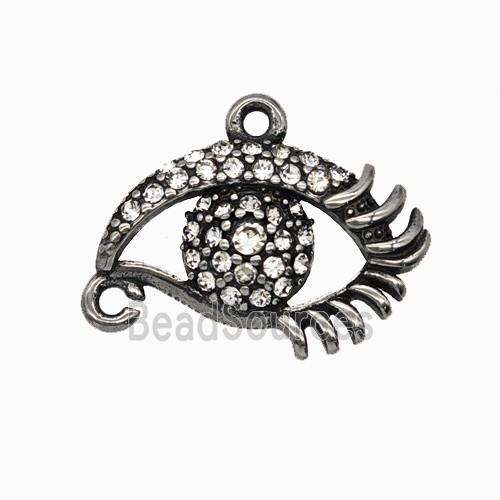 304 Stainless Steel Eye Pendant Pave Rhinestone Antique Silver