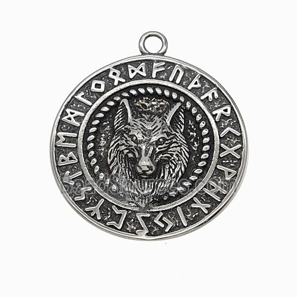 304 Stainless Steel Wolf Pendant Antique Silver