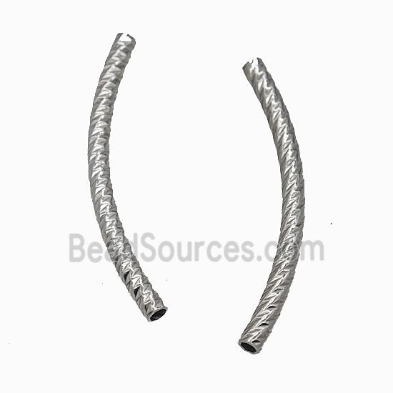Raw Stainless Steel Tube Beads Curving Large Hole