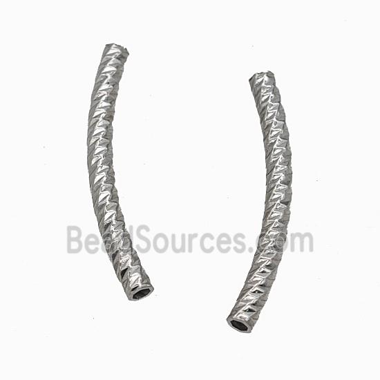 Raw Stainless Steel Tube Beads Curving Large Hole