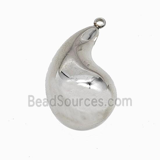 Raw Stainless Steel Teardrop Pendant