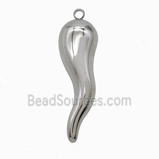 Raw Stainless Steel Chili Pendant