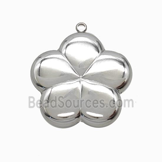 Raw Stainless Steel Flower Pendant