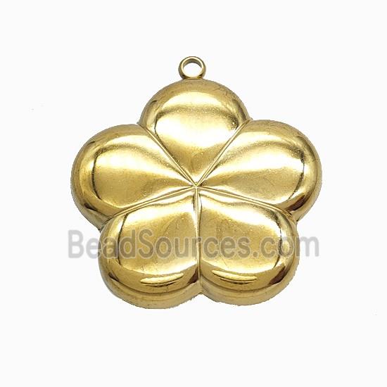 Stainless Steel Flower Pendant Gold Plated