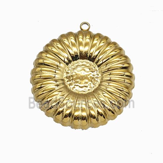 Stainless Steel Sunflower Pendant Gold Plated