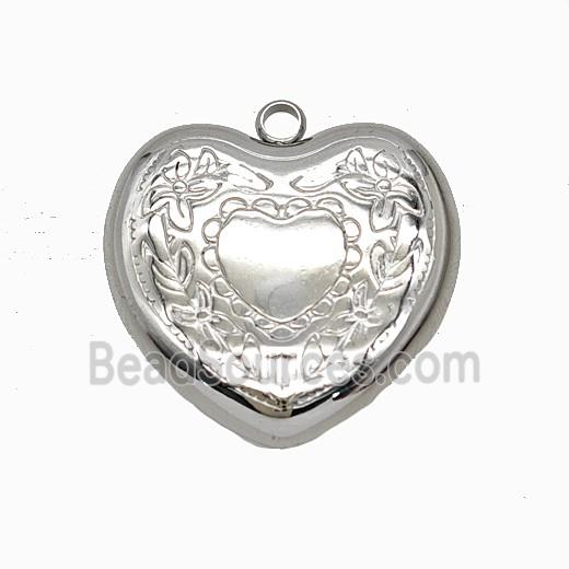 Raw Stainless Steel Heart Pendant