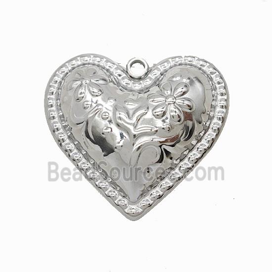 Raw Stainless Steel Heart Pendant