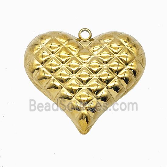 Stainless Steel Heart Pendant Hammered Gold Plated